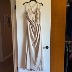 Spaghetti Strap Crepe-Back Satin Bridesmaid Dress